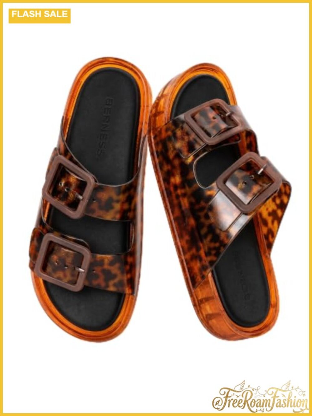 Women's Platform Jelly Slides Waterproof PVC Buckle Sandals